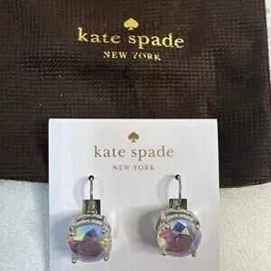 Kate Spade Cushion Cut Stone Lever Back Drop Earrings silver back closure. NWT
